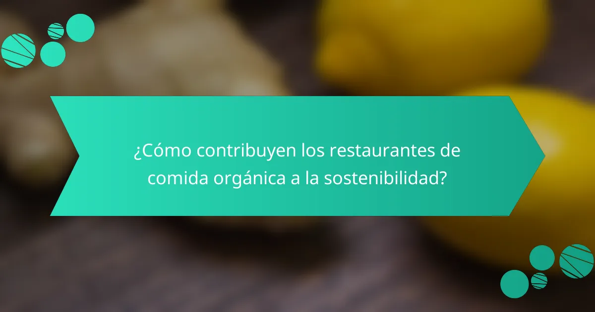 ¿Cómo contribuyen los restaurantes de comida orgánica a la sostenibilidad?